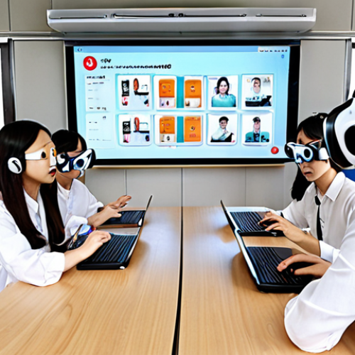 Home 14 ** "A diverse group of students eagerly learning Korean language in a sleek, modern classroom filled with advanced technology. Some students wear VR headsets, immersing themselves in virtual Korean cities or traditional settings, while others interact with AI-powered personalized learning platforms on transparent screens. Hangul characters and subtle Korean cultural motifs are integrated into the futuristic user interfaces. The scene is bright, dynamic, and emphasizes the synergy of technology, personalization, and cultural immersion in Korean language education."
2. **Prompt for