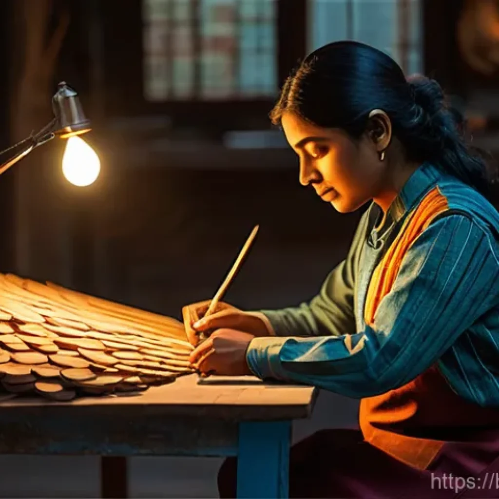 형태소와 단어 분석 - **A Language Artisan's Workshop:**
    A male or female artisan, appearing as a meticulous scholar o...