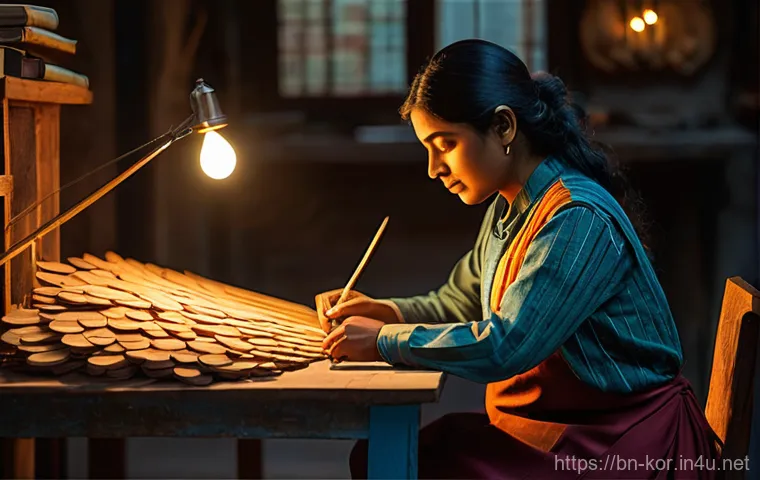 형태소와 단어 분석 - **A Language Artisan's Workshop:**
    A male or female artisan, appearing as a meticulous scholar o...