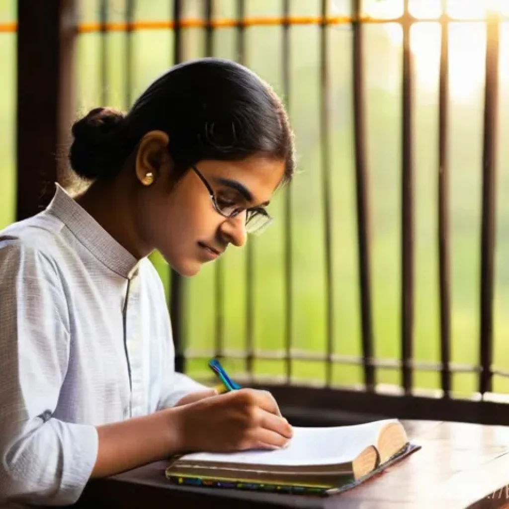 국어 어법 문제 풀이 - **Prompt:** A young adult, around 20-25 years old, of Bengali ethnicity, is seated at a well-lit woo...